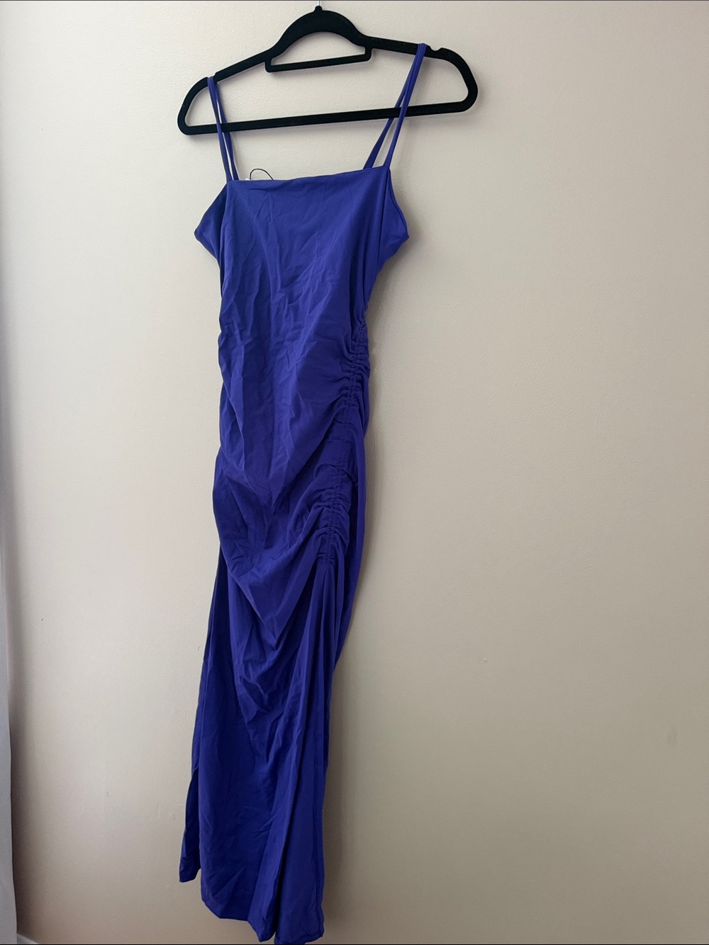 Susana Monaco Vibrant Purple Ruched Spaghetti-Strap Maxi Dress